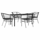 Cumpara ieftin Set de sufragerie de gradina 5 piese neagra Sticla Poly Rattan