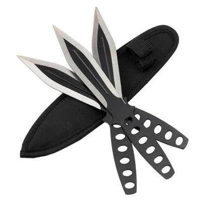 Set 3 cutite de aruncat IdeallStore&amp;reg;, Ballistic Blades, 22.5 cm, negru, husa inclusa foto