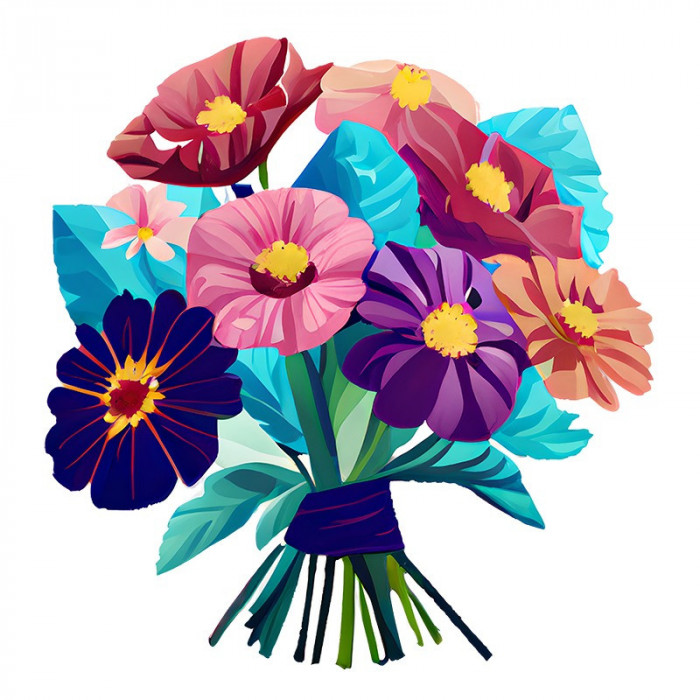 Sticker decorativ, Buchet de Flori, Multicolor, 62 cm, 10331ST