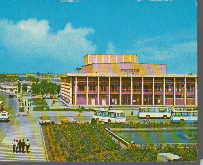CPI B 11302 CARTE POSTALA - TULCEA. CASA DE CULTURA A SINDICATELOR, AUTOBUZ