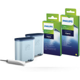 Kit intretinere pentru espressor CA6707/10, 2 filtre AquaClean si tub lubrifiere, 6 plicuri curatare lapte, 6 tablete indepartare ulei, Philips