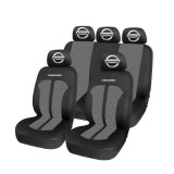 Set Huse Scaune Universale Premium Carguard Personalizate cu Nissan &ndash; Negru/Gri