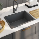 VidaXL Chiuvetă de bucătărie lucrată manual, negru, oțel inoxidabil