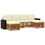 vidaXL Seturi de canapele 6 pcs Natural și Crem Lemn Solid de Acacia 3384691