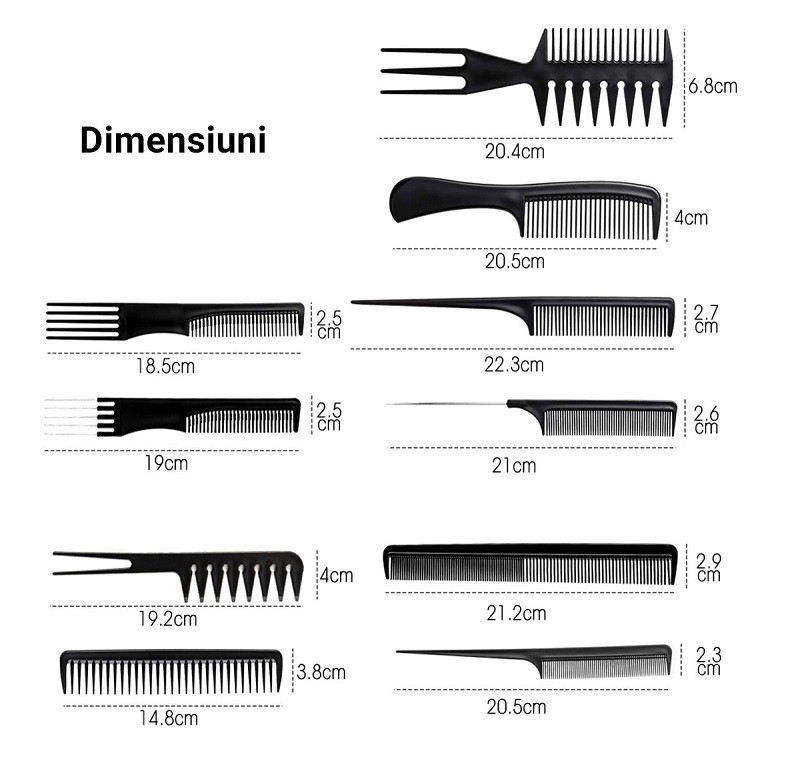 Set 10 piepteni profesionali, coafura si frizerie | Okazii.ro