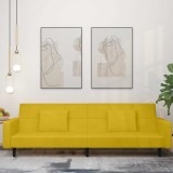 vidaXL Canapea extensibilă cu 2 locuri, 2 perne, galben, catifea 375822
