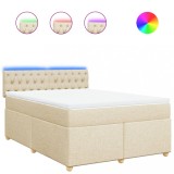Cumpara ieftin Pat continental cu saltea, crem, 140x200 cm, material textil