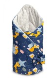 Paturica nou-nascut Sensillo Velvet Wrap Albastra Vulpi 75x75 cm