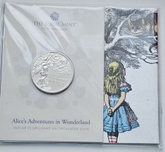 5 pounds 2021 Marea Britanie, Alice&#039;s Adventures in Wonderland, Brilliant uncirculated, Royal Mint Pack, km#2020