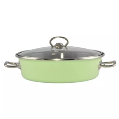 Tigaie Emailata Verde Elite 24 cm cu Capac de Sticla Handy KitchenServ foto