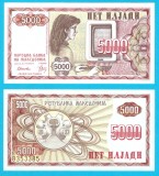 Macedonia (pick 7) 5000 Denari 1992 UNC; Prima serie de denari