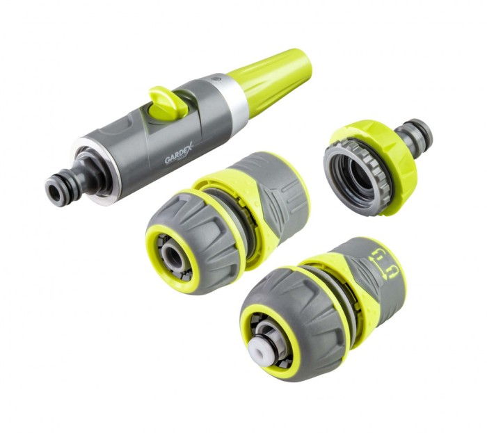 Set duza furtun, adaptor robinet 3/4&quot; 1&quot; si conectori Luxe, Gardex 404000