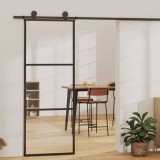 VidaXL Ușă glisantă cu 3 panouri, negru, 76x205 cm, sticlă ESG și aluminiu