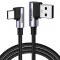 Cablu Date si Incarcare USB-A - USB-C UGREEN US176 Angled, 18W, 3m, Gri