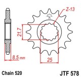 Pinion fata 17 dinti pas lant 520 &ndash; Yamaha XTZ 750 H Super Tenere (89-97) - XTZ 750 N Super Tenere (90-93) 4T LC 750cc, Oem