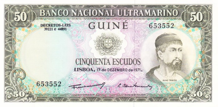Bancnota Guineea Portugheza ( Guineea Bissau ) 50 Escudos 1971 - P44 UNC