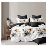 Lenjerie pat dublu,bumbac finet,6 piese,cearceaf cu elastic 180x200cm, cearceaf pilota 200x230cm, 2 fete de perna 50x70, 2 fete de perna 70x70-A1106