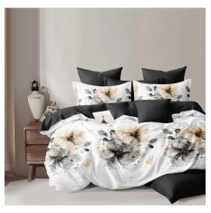 Lenjerie pat dublu,bumbac finet,6 piese,cearceaf cu elastic 180x200cm, cearceaf pilota 200x230cm, 2 fete de perna 50x70, 2 fete de perna 70x70-A1106