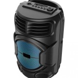 Boxa portabila cu lumini RGB, putere 8W, MP3, USB, bluetooth, TF, slot microfon, WI-FI, karaoke, acumulator, negru
