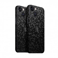 Set Folii Skin Acoperire 360 Compatibile cu Apple iPhone 14 Plus Wraps Skin Texture HoneyComb Black