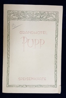 GRANDHOTEL PUPP , KARLSBAD , MENIU , 5 SEPTEMBRIE , 1930 foto
