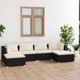 vidaXL Set mobilier de grădină cu perne, 6 piese, negru, poliratan 3101799