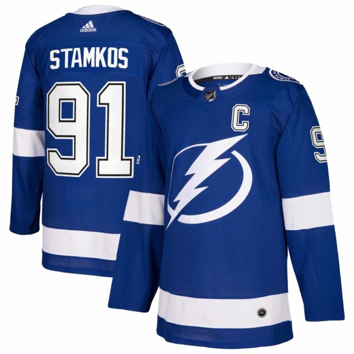 Tampa Bay Lightning tricou de hochei #91 Steven Stamkos adizero Home Authentic Player Pro Stanley Cup Final 2022 Jersey Patch - 50 (M)