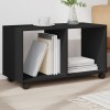 Dulap cu Roti Gossi Negru 72x33x42.5 cm Lemn Prelucrat Mobilier Depozitare Multifunctional Birou Sufragerie