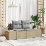 Cumpara ieftin Sofa de grădină pentru 2 persoane , cu loc de depozitare și perne, bej din rattan poliesteric