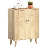 HOMCOM Dulap Vintage cu Uși Chevron Duble și Picioare din Lemn de Pin, Efect de Lemn Natural, Design Retro | Aosom Romania