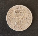 Moneda Marea Britanie 3 Pence 1920 km # 813 moneda argint AG .925