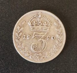 Moneda Marea Britanie 3 Pence 1920 km # 813 moneda argint AG .925
