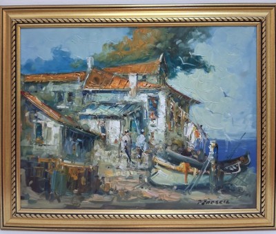 Tablou ulei &amp;quot;Case pescaresti&amp;quot; I - Tudor Panescu foto