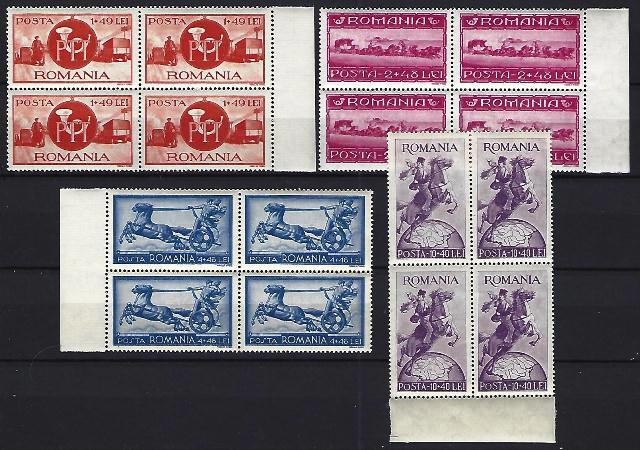 Romania 1944 - Lp 158 - Asistenta P.T.T. - bloc de 4 - MNH***