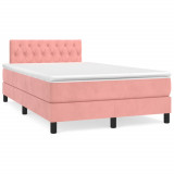 Gossi pat box spring cu saltea, negru, 120x190 cm, catifea