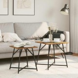 Set de 2 mese laterale, aspect lemn rustic, metal