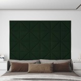 vidaXL Panouri de perete 12 buc. verde &icirc;nchis 30x30 cm catifea 0,54 m&sup2;