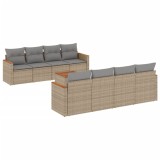 Cumpara ieftin Set canapele de gradina, 9 piese, cu perne, bej, poliratan