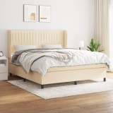 Cumpara ieftin Pat box spring cu saltea, crem, 160x200 cm, material textil
