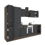 Yorki 300 &ndash; mobilier de bucătărie cu corp din stejar Yorki, fațadă antracit cu finisaj satinat, cu element inferior pentru cuptor și dulap cu rafturi,