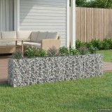 vidaXL Pat ridicat din gabion 2 pcs Argintiu 330 x 50 x 80 cm 3422232