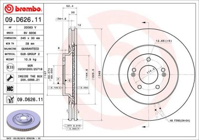 BREMBO 09.D626.11 PRIME LINE - UV Coated Disc frana foto