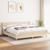 Gossi pat box spring cu saltea, crem, 200x200 cm, textil