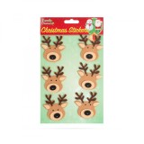 Set 6 Autocolante P&acirc;slă 3D Ren Crăciun 15x20cm, Decorațiuni Festive, Ornamente Brad, Aplicații Cadouri