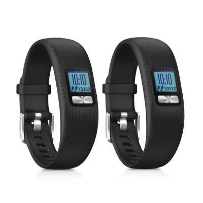 Set 2 Curele pentru Garmin Vivofit 4, kwmobile, Silicon, Negru, 44228.47 foto