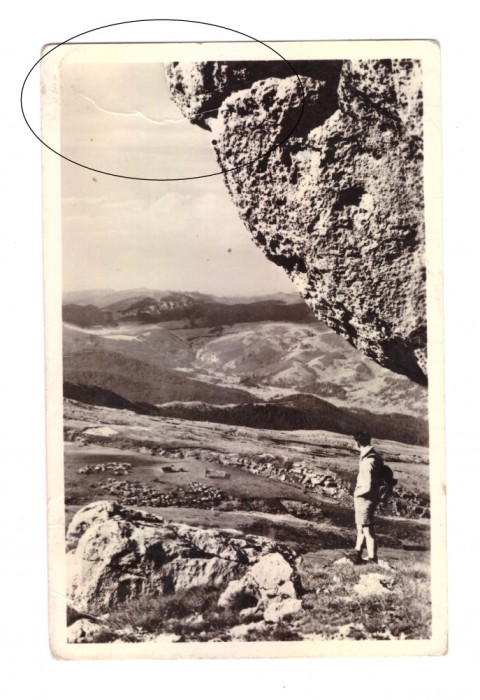 CP Muntii Bucegi - Vedere, RPR, circulata 1953, animata, cu pliu