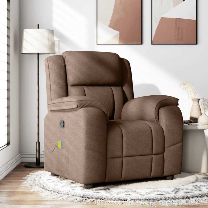 vidaXL Fotoliu de masaj rabatabil, maro, material textil 4015714