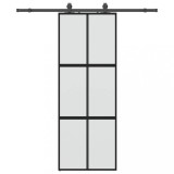 Cumpara ieftin Usa glisanta cu set feronerie neagra 76x205cm sticla securizata