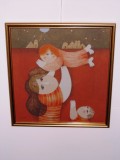 Sami Briss (n.1930) &quot;Puiul mamei&quot;, cromolitografie, tablou autentic