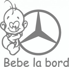 Sticker auto &amp;quot;Bebe la bord Mercedes&amp;#039;&amp;#039;, 17x17cm, Gri foto